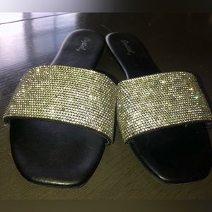 Black glitter sandals